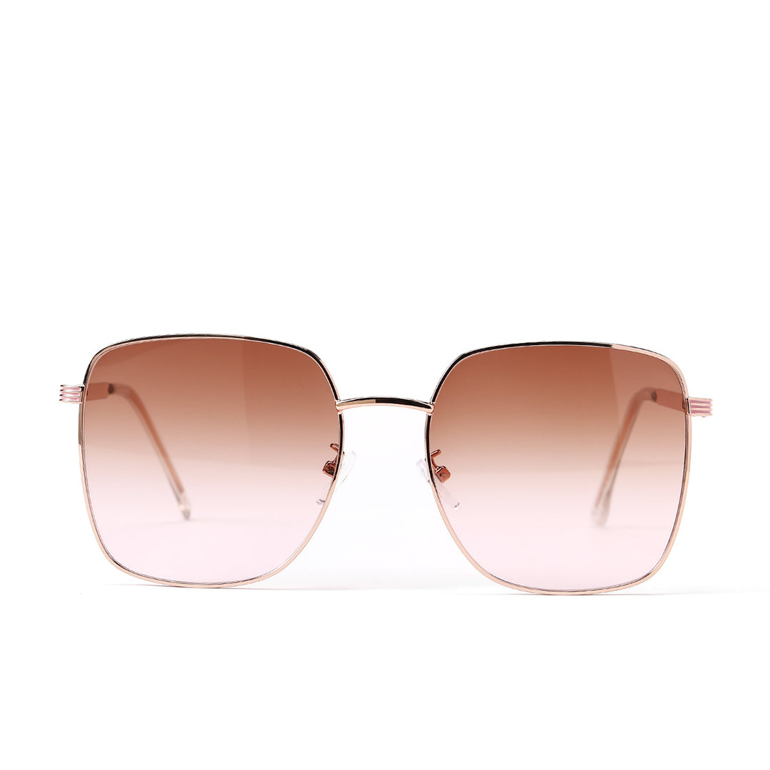 Damen quadratische Sonnenbrille mit elegantem Metallrahmen und verspiegelten Gläsern Karnz