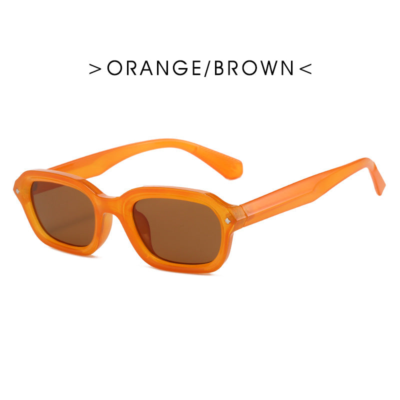 Damen Trendige rechteckige Sonnenbrille mit vollständig transparentem Rahmen und UV-Schutz Karnz