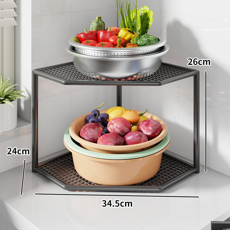 Ecken Drei-Ebenen Metall Mesh Küchentresen Organizer