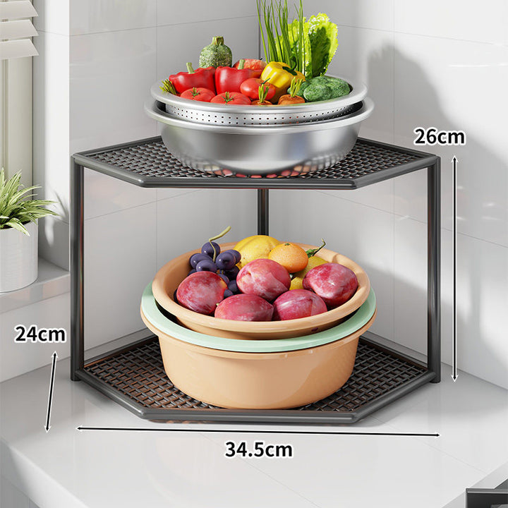 Ecken Drei-Ebenen Metall Mesh Küchentresen Organizer