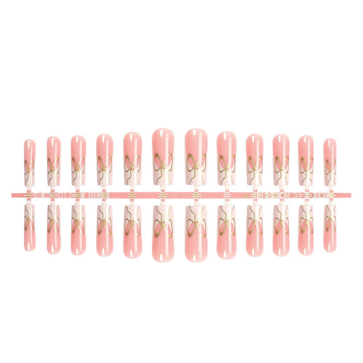 Dekorativer Press-On Nail Set mit künstlerischen Schleifen Designs Karnz