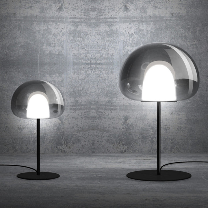 Moderne transparente Glastischlampe