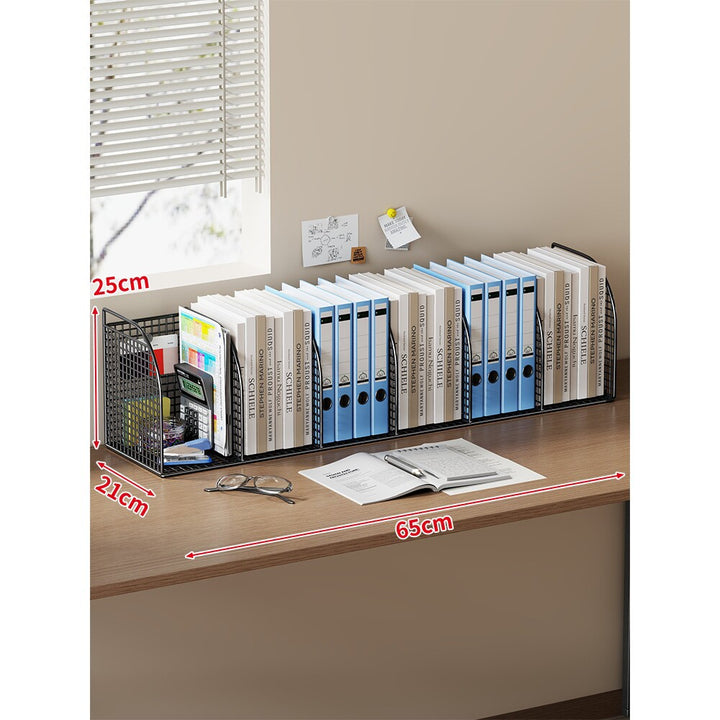 Langer Multi-Slot Desktop-Datei- und Ordner-Organizer mit Stift- und Zubehörhalter
