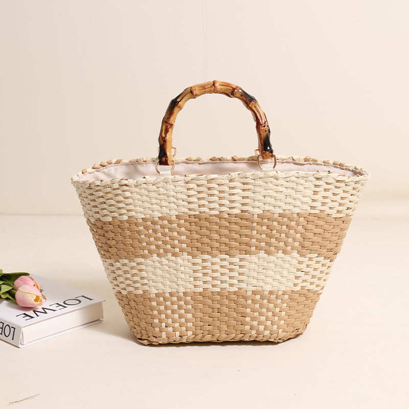 Damen Handgefertigte Korbtasche mit Bambusdetails Karnz