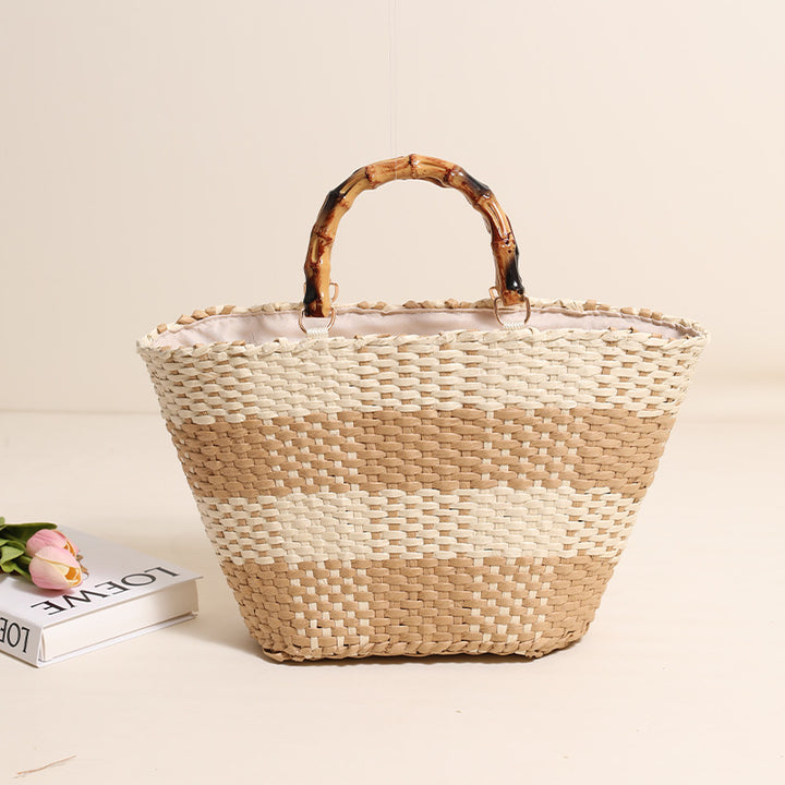 Damen Handgefertigte Korbtasche mit Bambusdetails Karnz