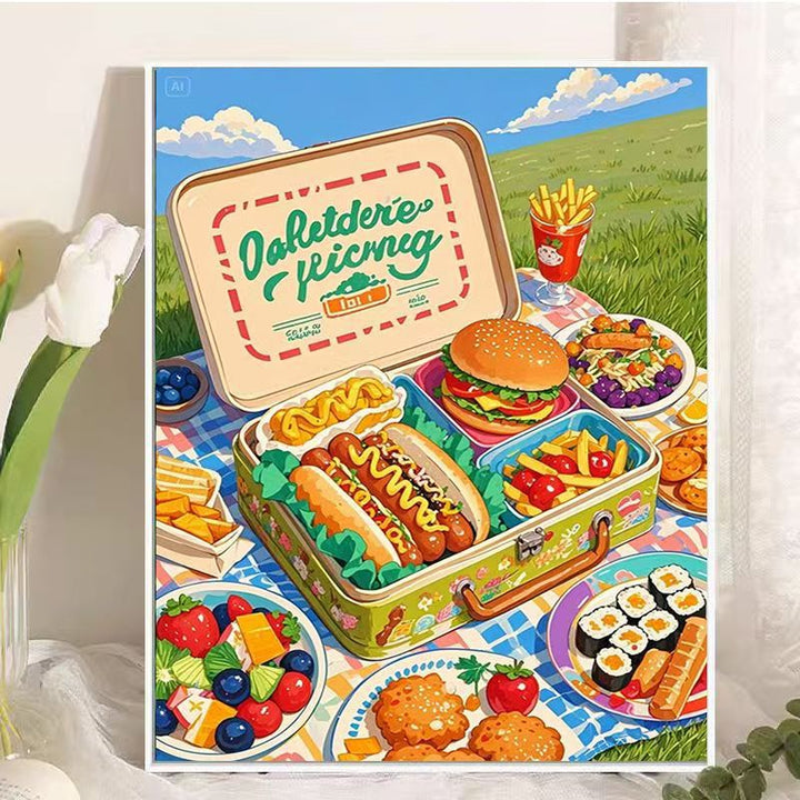 Picknick-Themen Essen Illustration Wandkunst Karnz