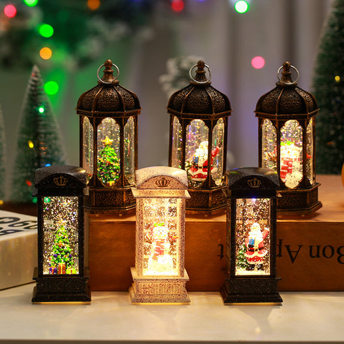 Nostalgische Weihnachtslaterne mit beweglichen Szenen Karnz