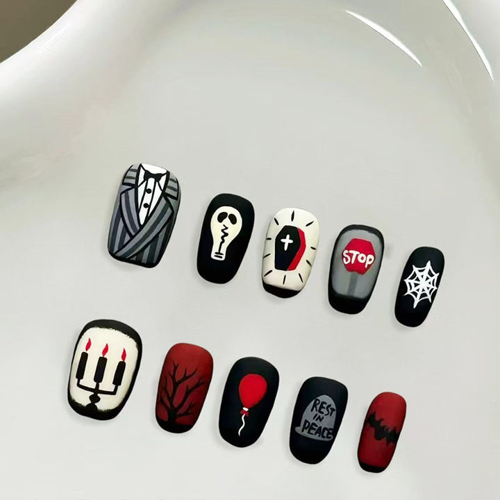 Verspielt katzenmotivierte Press-On Nagelkunst Karnz