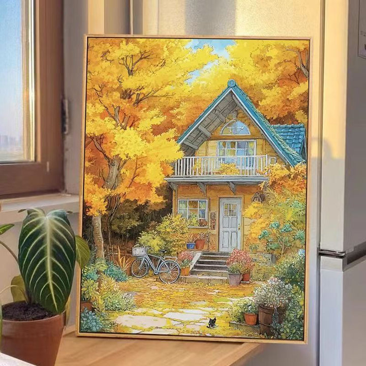 Herbsthaus-Szene Leinwand Wandkunst Karnz