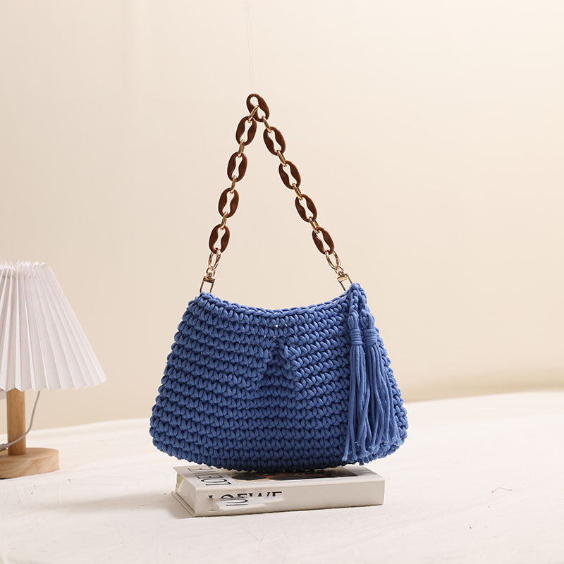 Damen Handgefertigte Schultertasche mit Kettenakzenten Karnz