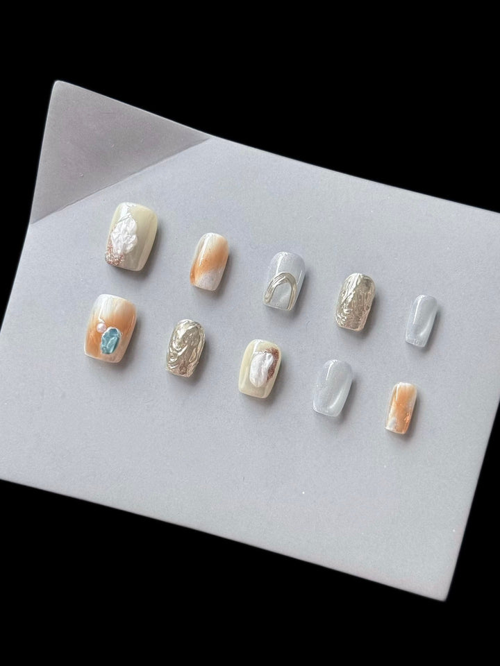 Dekoratives Press-On-Nagelkunstset mit Marmor-Effekt