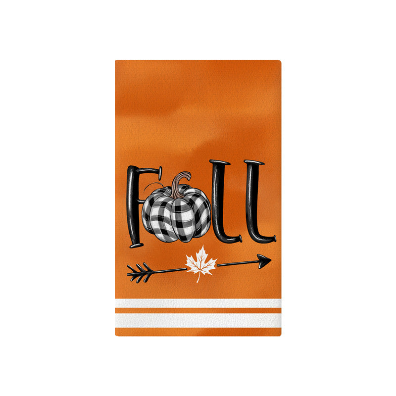 Vertikales Büffel-Karierter Herbstgarten-Banner mit bemalter Kürbis-Illustration