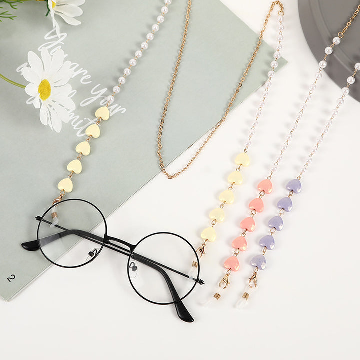 Herz Charm Brille Kette Karnz