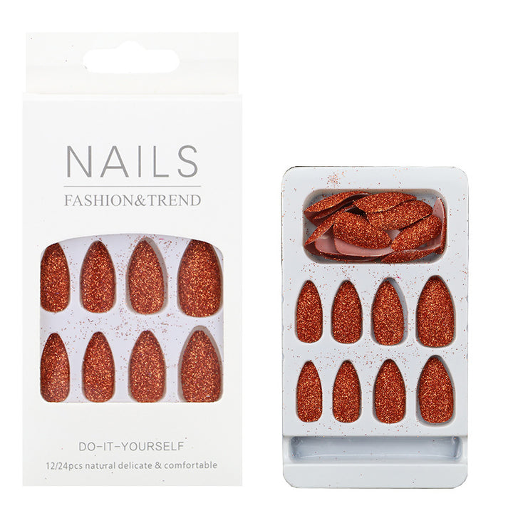Glitzernde mandelförmige Press-On Nagelspitzen Karnz