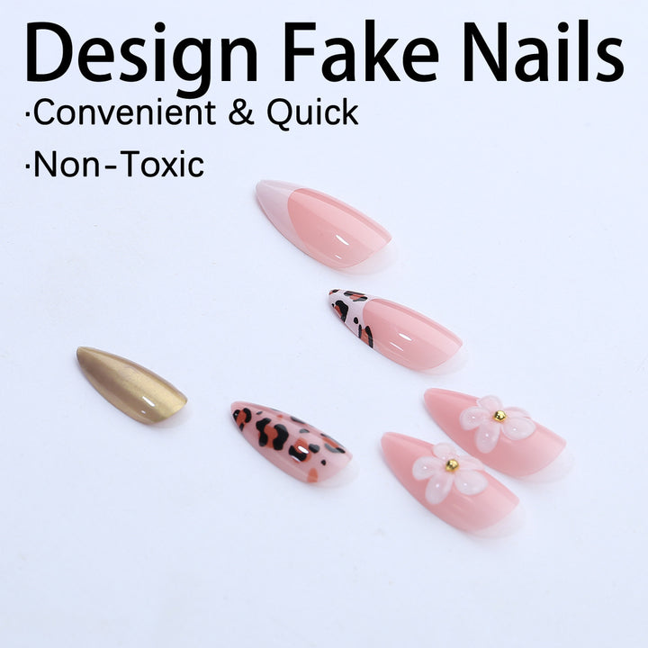 Kreatives Kunstnagelset mit floralen und tierischen Akzenten Karnz