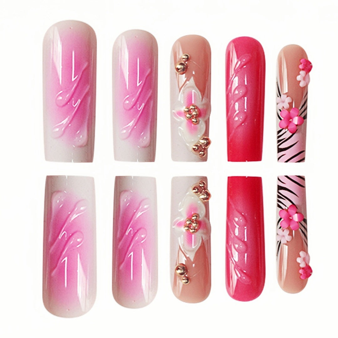 Floral Acryl Press-On Nail Art Extensions Karnz