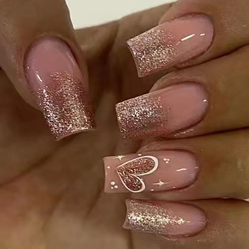 Elegantes glitzerndes Press-On-Nagel-Set Karnz