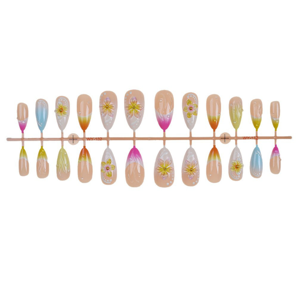 Vibrante Blumen Press-On Nagelkunst Set Karnz
