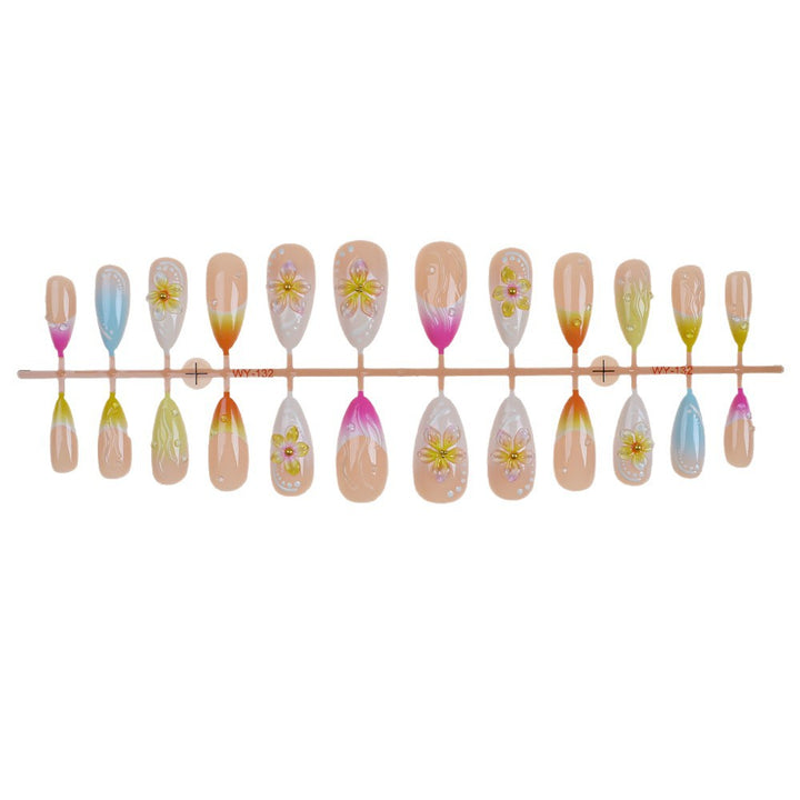 Vibrante Blumen Press-On Nagelkunst Set Karnz