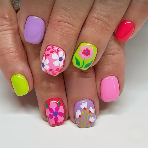 Bunte Florale Nagelkunst Tipps Karnz