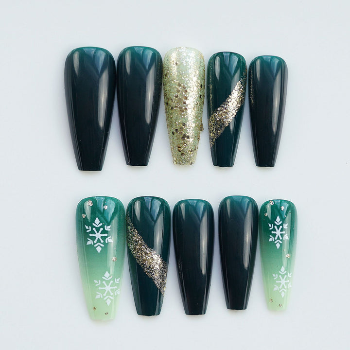 Glitzerndes Langes Stiletto Press-On Nagelset Karnz