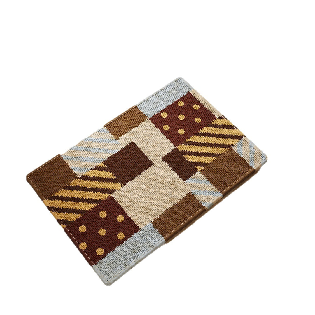 Low-Profile Absorbent Patchwork Entrance Mat with Non-Slip Backing