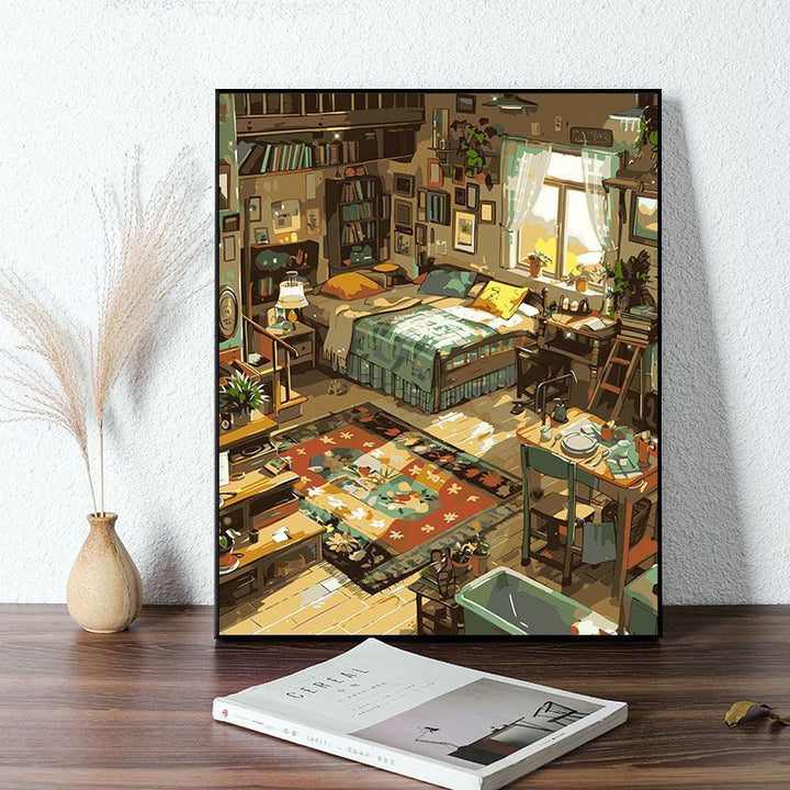 Gemütliche Schlafzimmer-Szene Leinwanddruck Karnz
