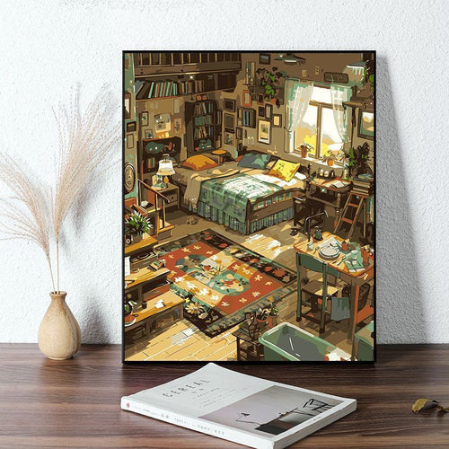 Gemütliche Schlafzimmer-Szene Leinwanddruck Karnz
