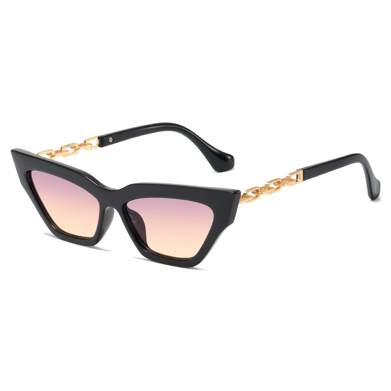 Damen edgy Katzenaugen-Sonnenbrille mit goldenen Details Karnz