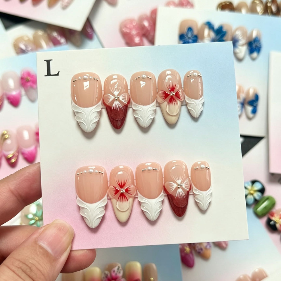 Floral Verziertes Press-On Nail Set  1791773975