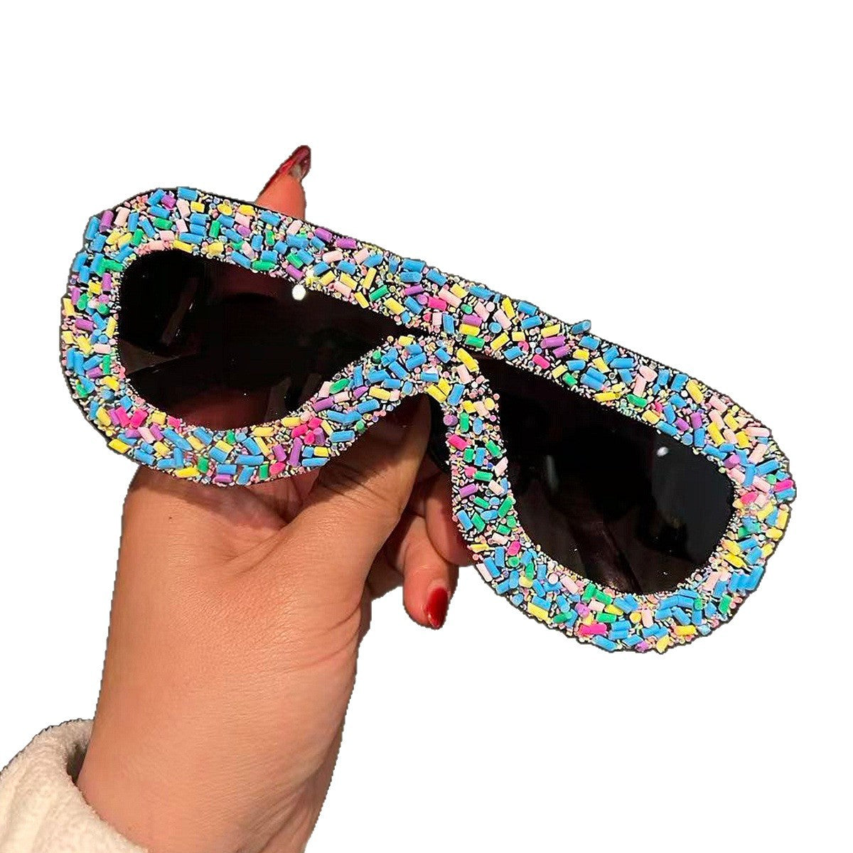 Damen trendige Sonnenbrille mit kreativem Zuckerguss-Design Karnz