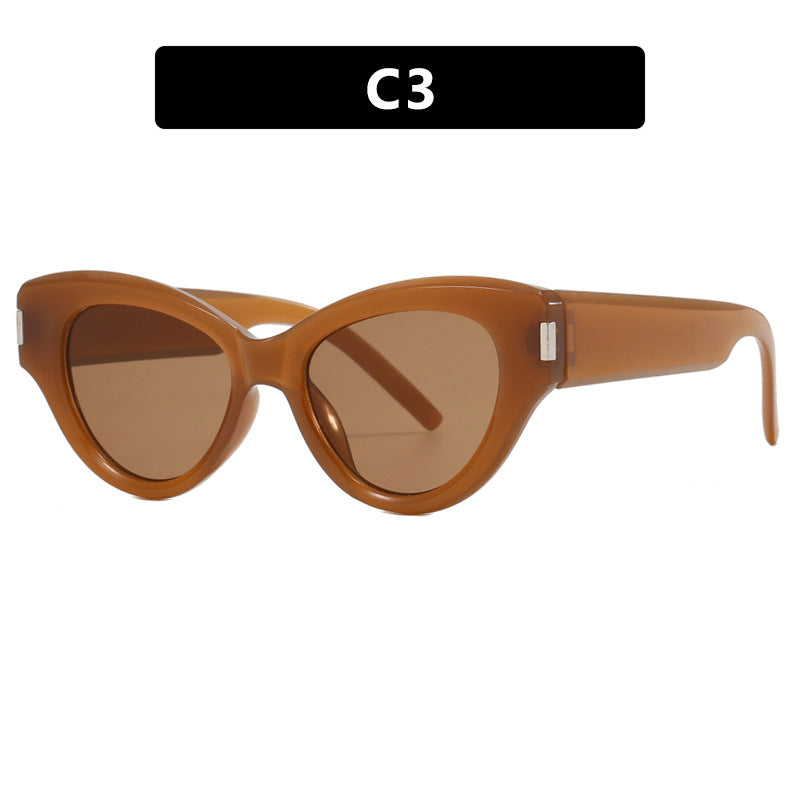 Damen stilvolle Cat-Eye Sonnenbrille mit transparentem Rahmen Karnz