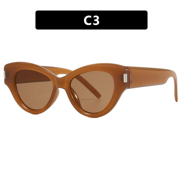 Damen stilvolle Cat-Eye Sonnenbrille mit transparentem Rahmen Karnz