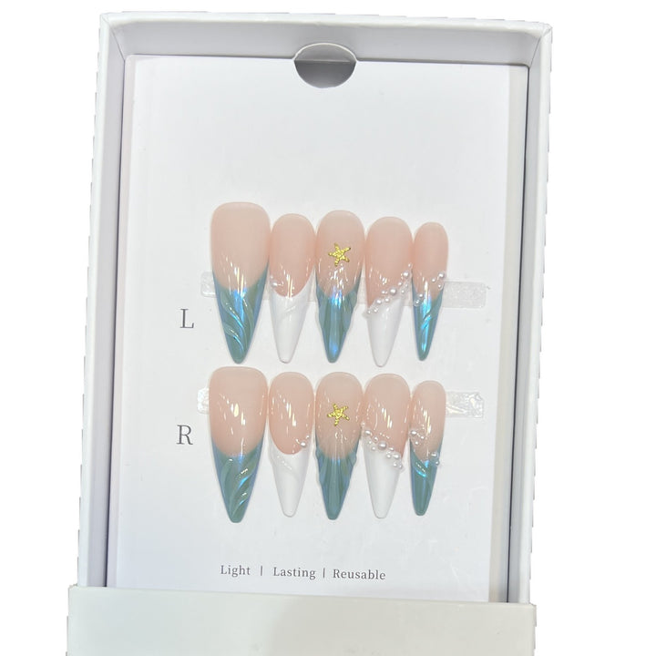 Blumen- und Punkte-Press-On-Nagelset Karnz