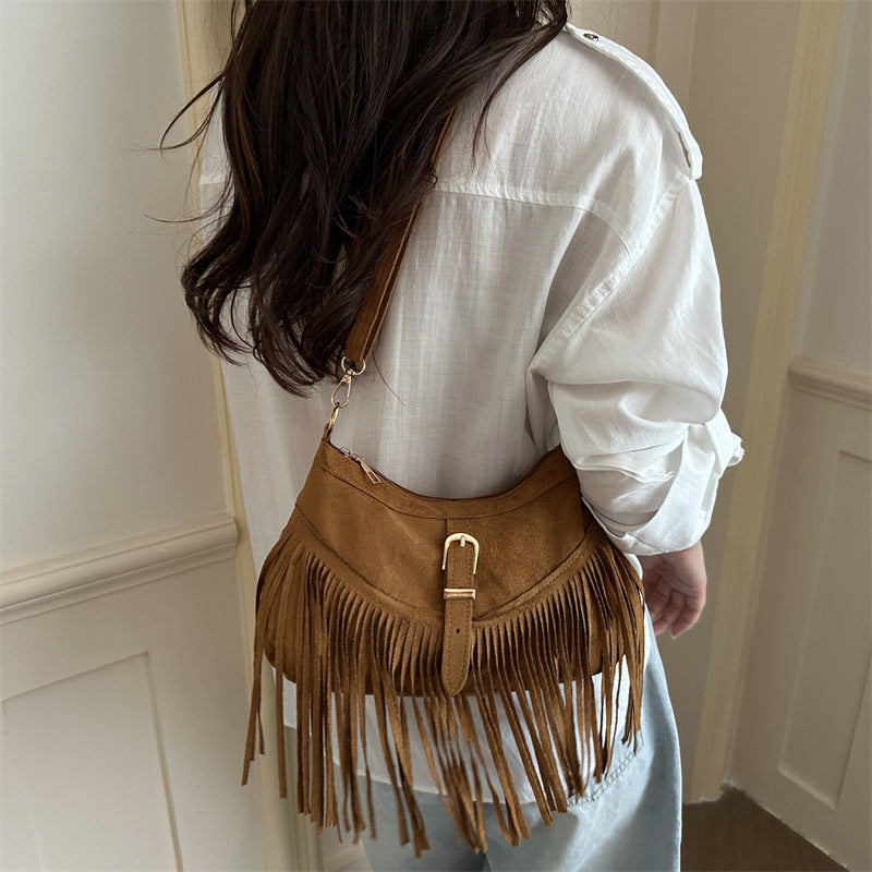 Bohemian Suede Fransen Handtasche