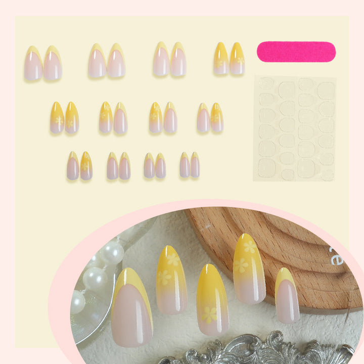 Vibrante florale dekorative Press-On-Nagelset Karnz