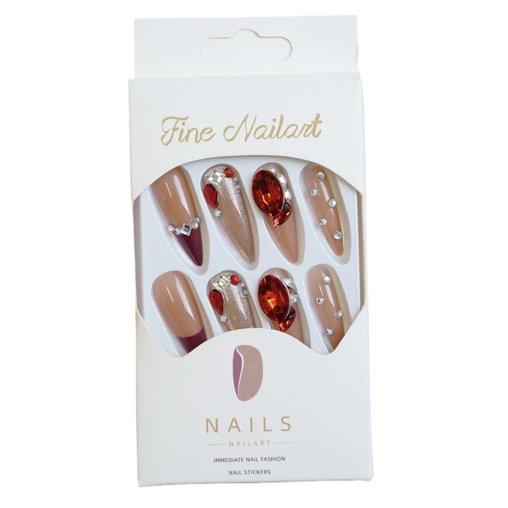 Dekoratives Stiletto Press-On Nagelset mit Strassakzenten