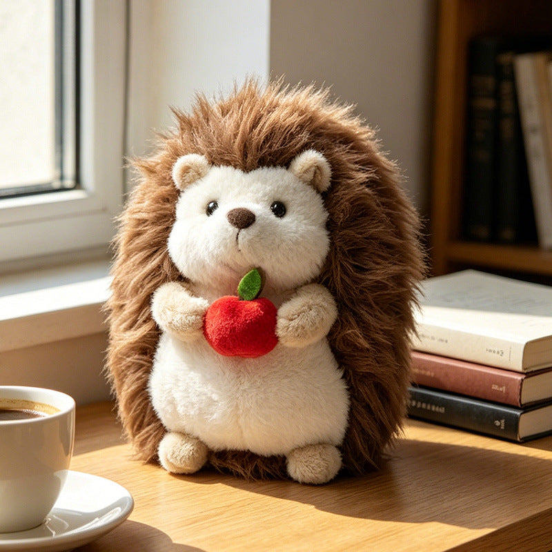 Kawaii Igel Plüschtier Sammlerstück mit gesticktem Kirschakzent und weichem Kunstfellrücken Karnz