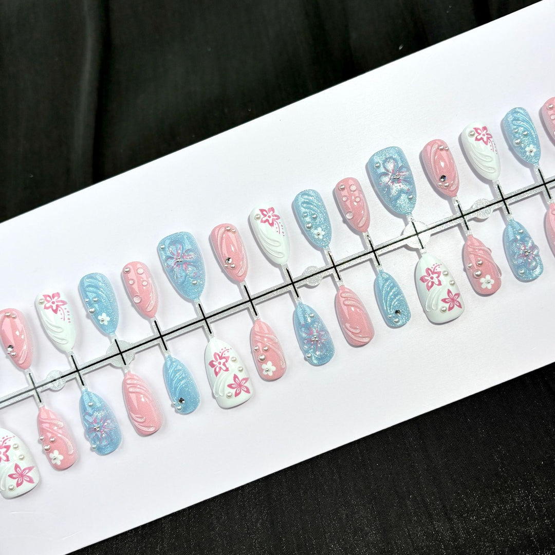 Elegante Polka Dot und Spitzen Press-On Nagel Set