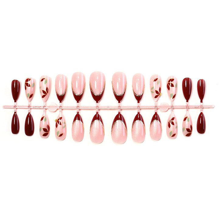 Elegante Press-On-Nagel-Set mit Floralart Karnz
