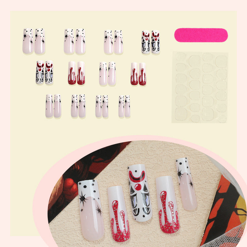 Künstlerisches Press-On Nagelset mit kreativen Halloween-Designs Karnz