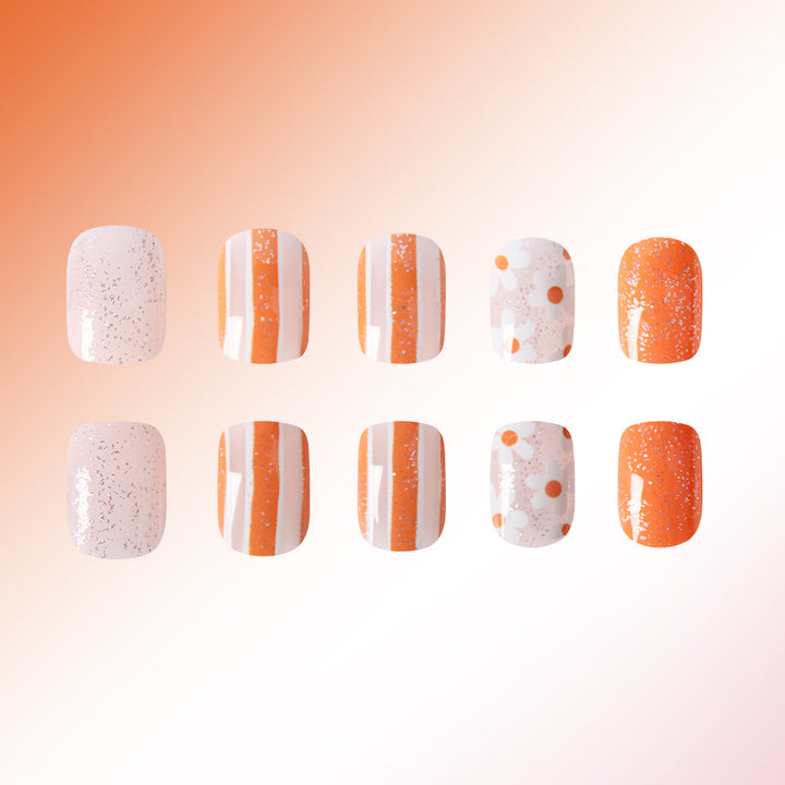 Künstlerisches Glitter Press-On Nagelset Karnz