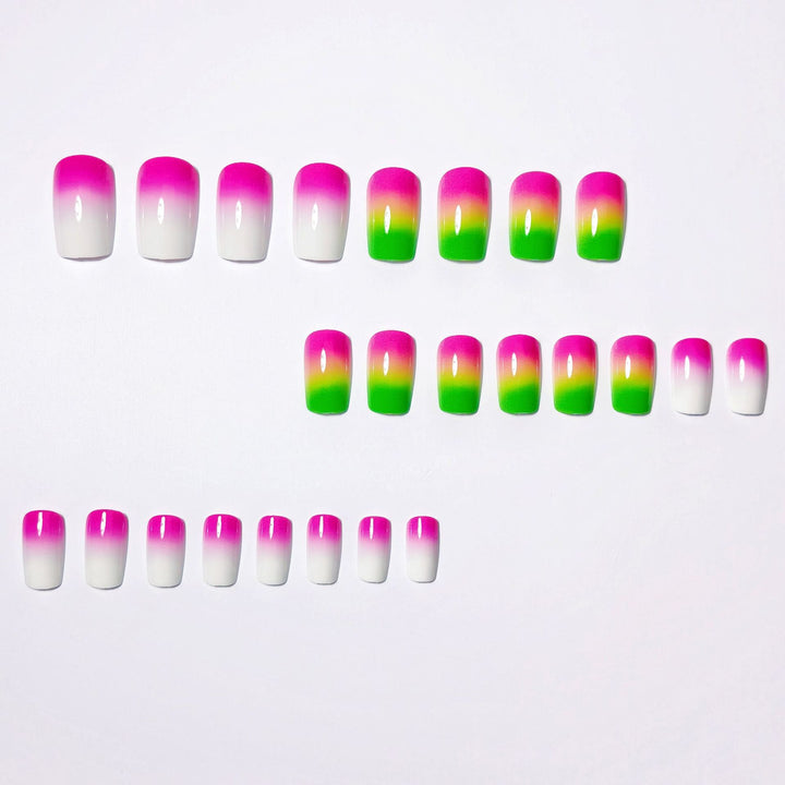 Kreative Gel-Nägel mit Neon-Farbverlauf Karnz
