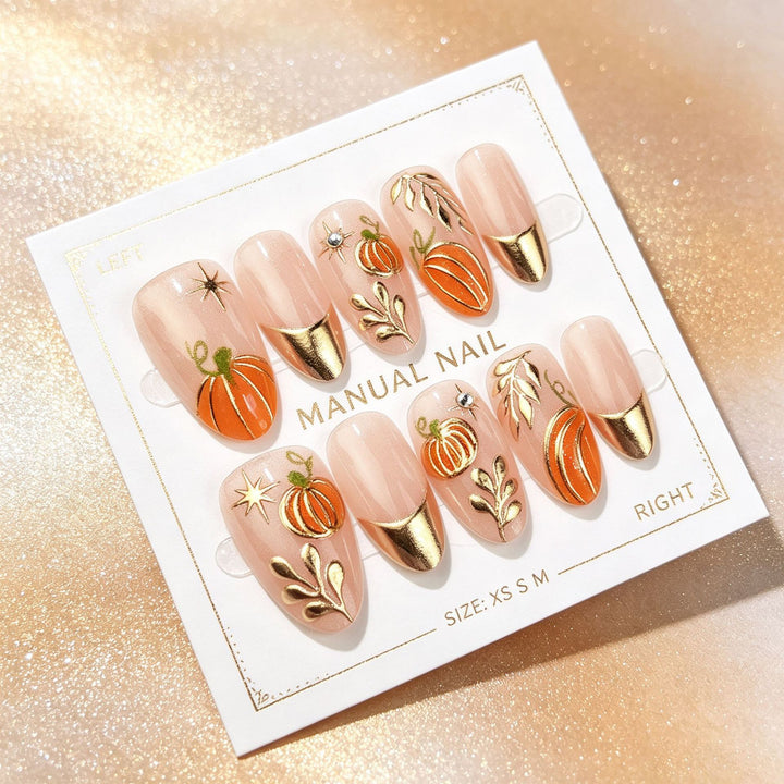 Künstlerisches Herbst-Themen Press-On Nagelkunst Set