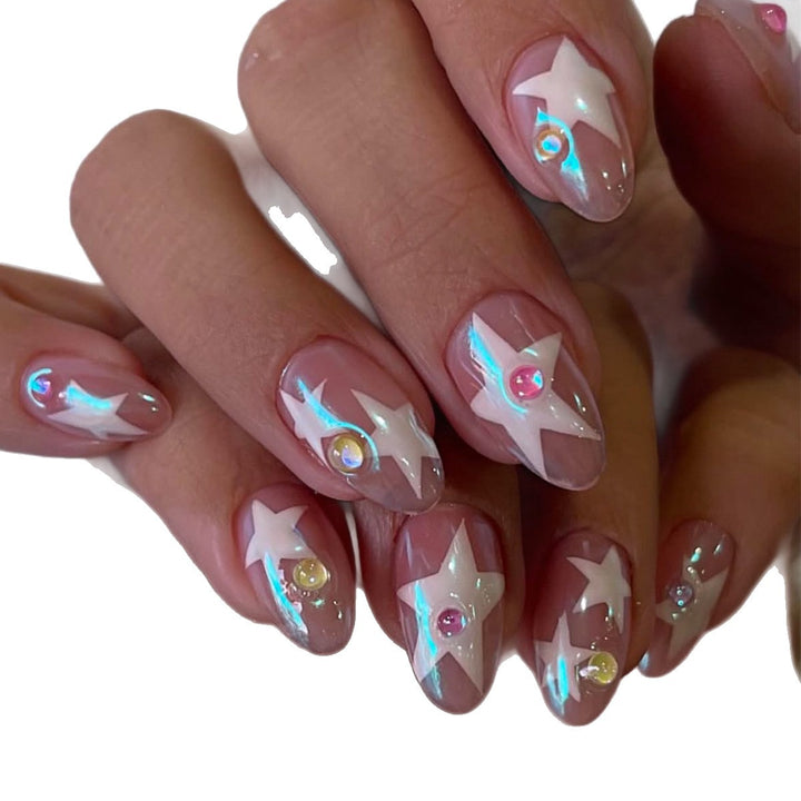 Kunstfingernägel mit Funkelndem Sternendesign Karnz