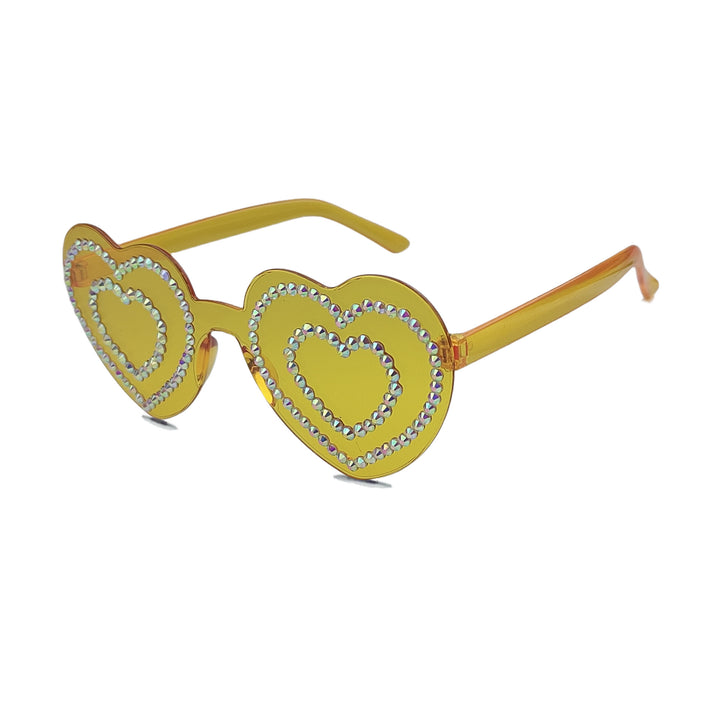 Damen Herzförmige Sonnenbrille mit funkelndem Strassmuster Karnz