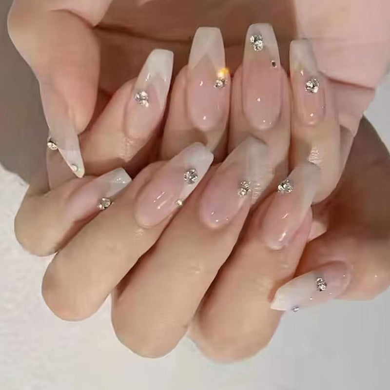 Elegantes mit Strass dekoriertes Press-On Nagelset