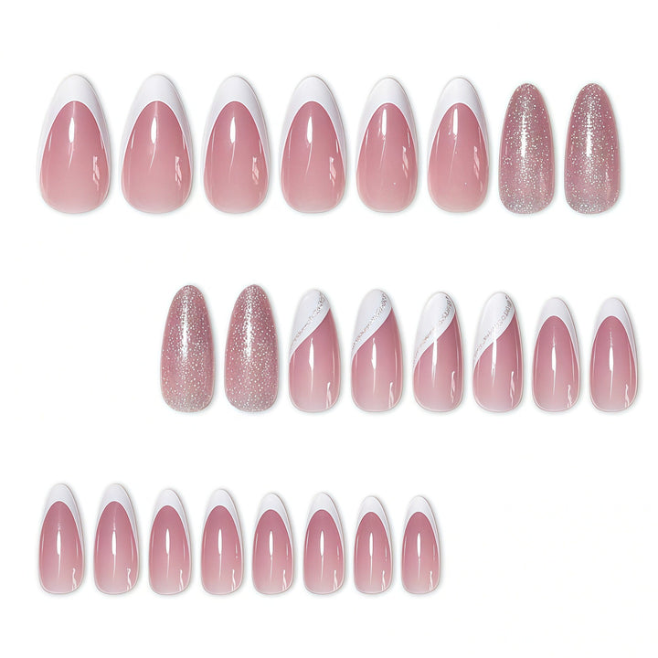 Elegante Funkelnde Französische Spitze Nagelverzierungen Karnz