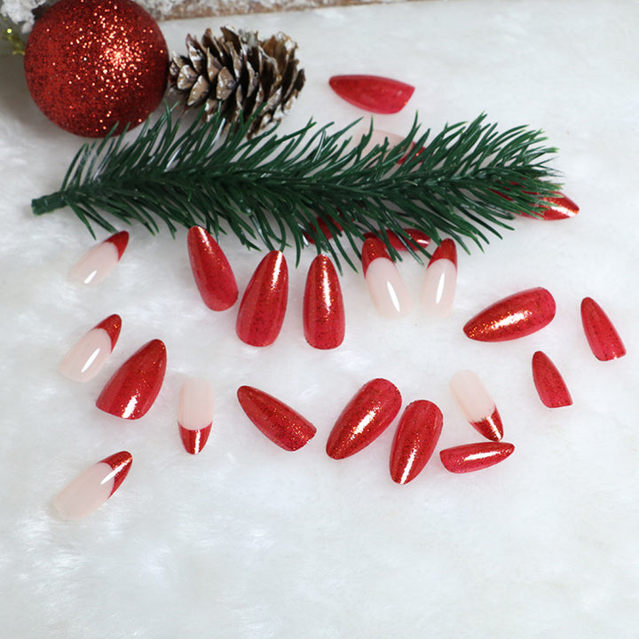Glitzernde Stiletto Press-On Nagelspitzen Karnz