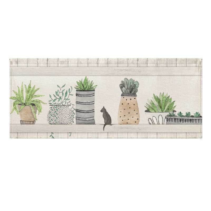 Bedruckter Sukkulenten-Aquarell-Läufer für Küche und Eingangsbereich